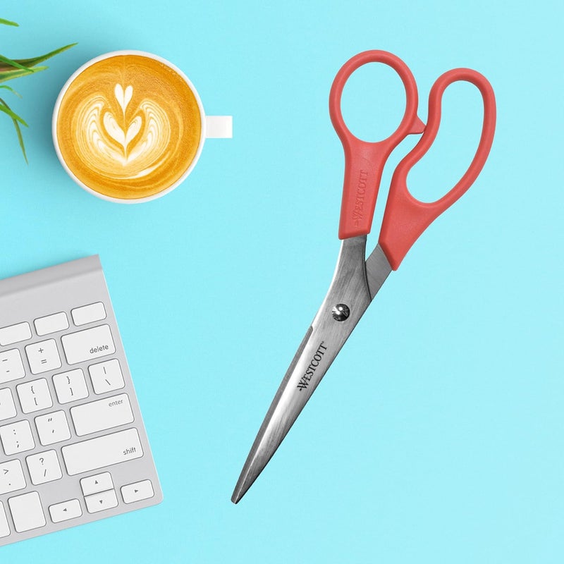 Westcott 8 All Purpose Value Stainless Steel Straight Scissors Red - Image 5