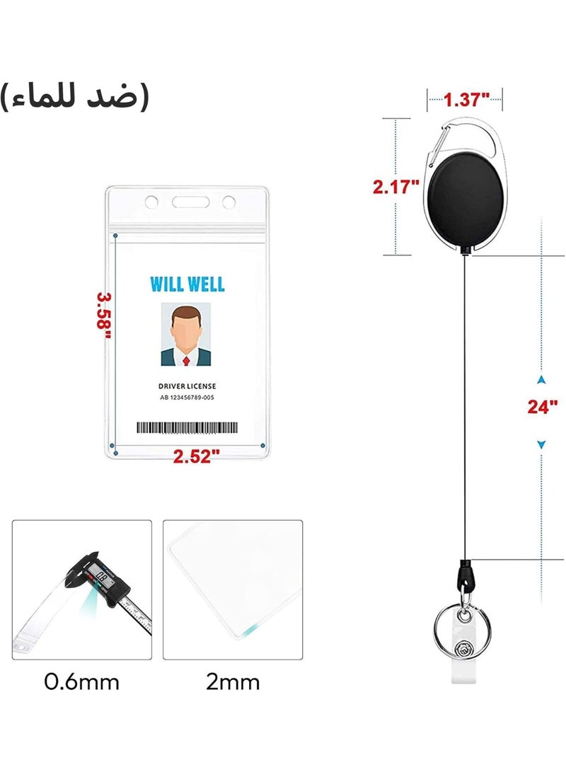 MCENTT 2 Pcs Vertical ID Badge Holder with Clips, Clear Plastic Card Holders, 2 Pack (Vertical With Retractable Clips) Key Cards and Employee ID Cards - Image 3