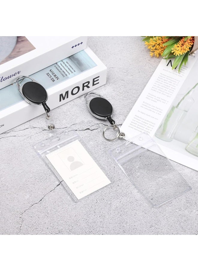 MCENTT 2 Pcs Vertical ID Badge Holder with Clips, Clear Plastic Card Holders, 2 Pack (Vertical With Retractable Clips) Key Cards and Employee ID Cards - Image 4