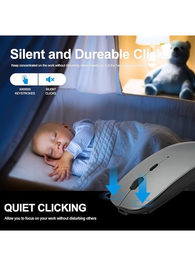 4 Modes Rechargeable Bluetooth Mouse BT3.0/5.2+USB-2.4G/Type-C,Wireless Mouse for MacBook pro/MacBook air/Laptop/iMac/ipad/Notebook/pc (BT/USB-C Grey) - Image 5