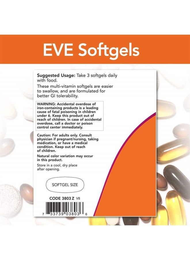 now Supplements, Eve™ Women's Multivitamin with Evening Primrose, Cranberry, Green Tea, Horsetail Silica & CoQ10, 180 Softgels - Image 3