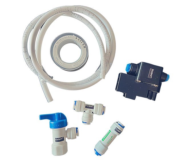 RO PRESSURE TANK ACCESSORIES COMBO KIT WITH NRV CHECK VALVE TANK VALVE HIGH PRESSURE SWITCH 14 TEE TAFFLON TAPE 2 MTR 14 PIPE SUITABLE WITH ALL BRAND RO ROUV WATER PURIFIER