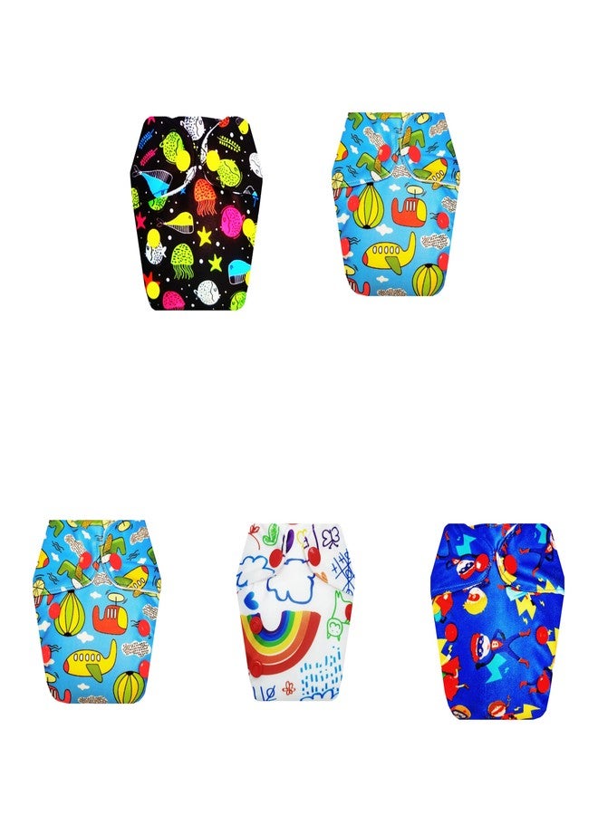 Dumbledo Premium Newborn Cloth Diaper with Integrated Insert (Pack of 5) | Hypoallergenic | Breathable | Adjustable Snaps | All-Day Wear | 0 - 4 Months | Unisex Baby - Image 1