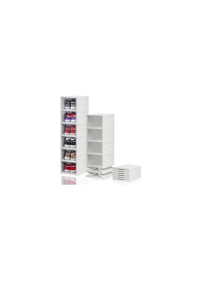 6 Tier Shoe Storage Box with Clear Door Plastic Foldable Shoe Organizer for Closet, No Assembly Shoe Rack Shoe Shelf Cabinet with Lids Sneaker Container for Women Men - pzsku/Z5340E5927DDA52DDD752Z/45/_/1733316450/f9a1ed28-f602-4ba4-8f51-f7baf3184c03