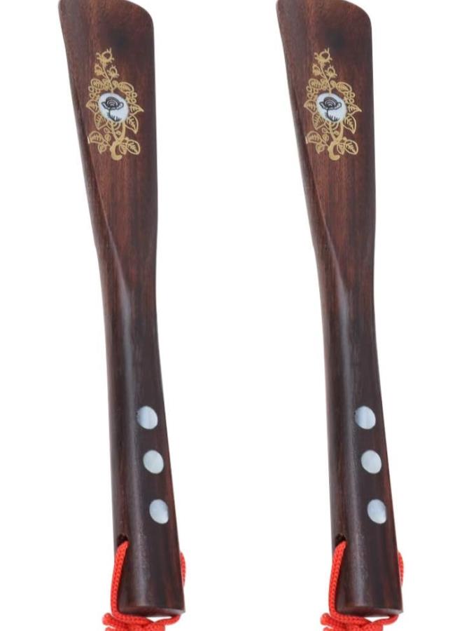 klarako 2pcs Shoe Horn Long Wooden Handled Shoehorn for Men Women Kids Boots Shoes 22cm - Image 1