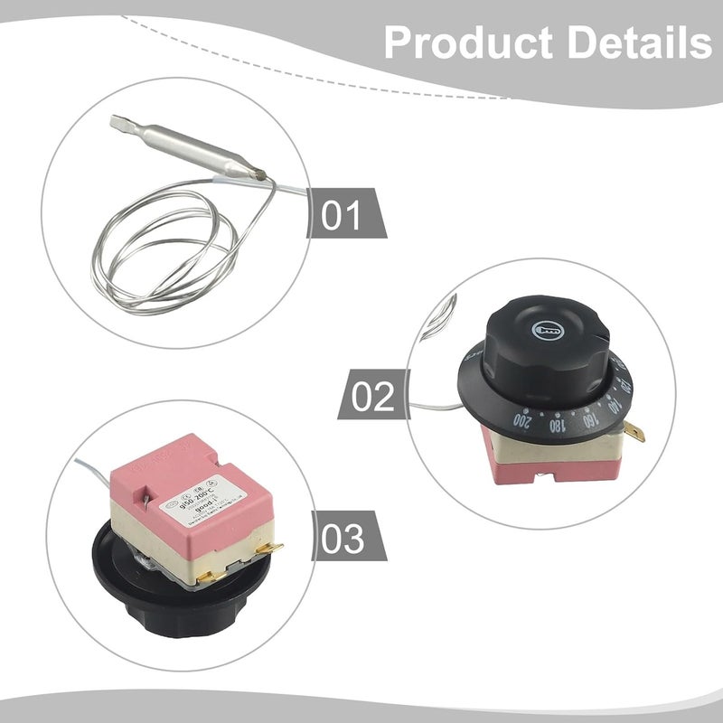 Quick available purchase options Adjustable Temperature Controller Switch for Electric Oven Water Heater Boiler Washing Machine, 60-200C 250V 16A Programmable Thermostat with 70cm Wire Reliable daily use design Care processed raw material Temp resistant Shock rubber edge All region coverage Modern versatile shape Single & bulk use compatible Gulf climate fit General compatible design Freeze crack proof Trendy versatile build Daily repeated use trusted quality Regulated warehouse storage Bulk order available stock Balanced weight Globally engineered build Local trackable shipment Multi-use well optimized build Rack sorted local inventory Updated modern design Storage & transit friendly Durability boost selected material Sufficient order stock Matte anti slip finish - Image 5