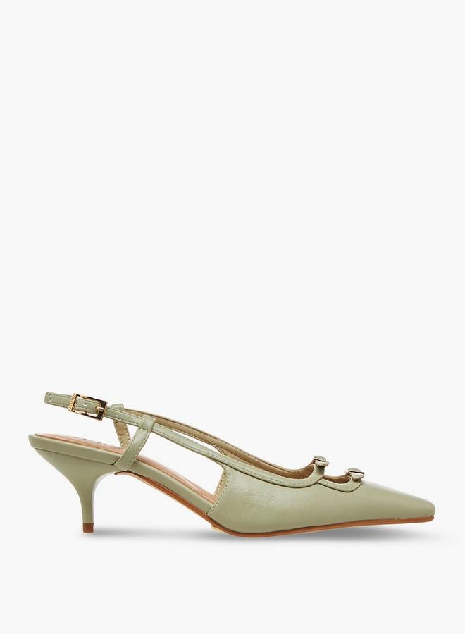 Celeste Women Kitten Heel Pointed Toe Shoes - Image 3
