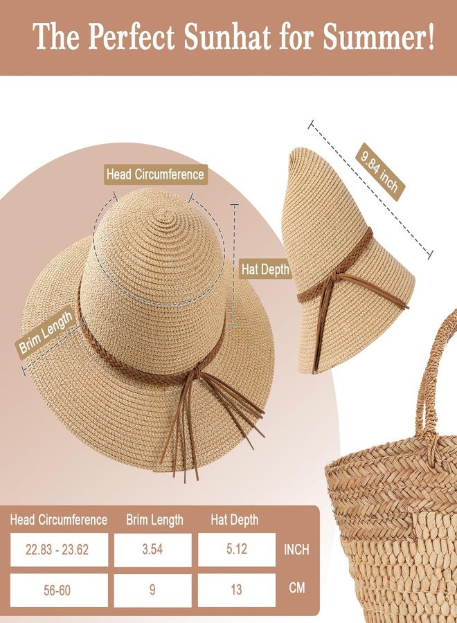 Tavaleu Beach Sun Hats for Women - Wide Brim Straw Womens Summer Hat with Wind Lanyard Roll Up, Foldable Beach Hat UV Protection, Khaki-6, 7 1/4-7 1/2 - Image 5