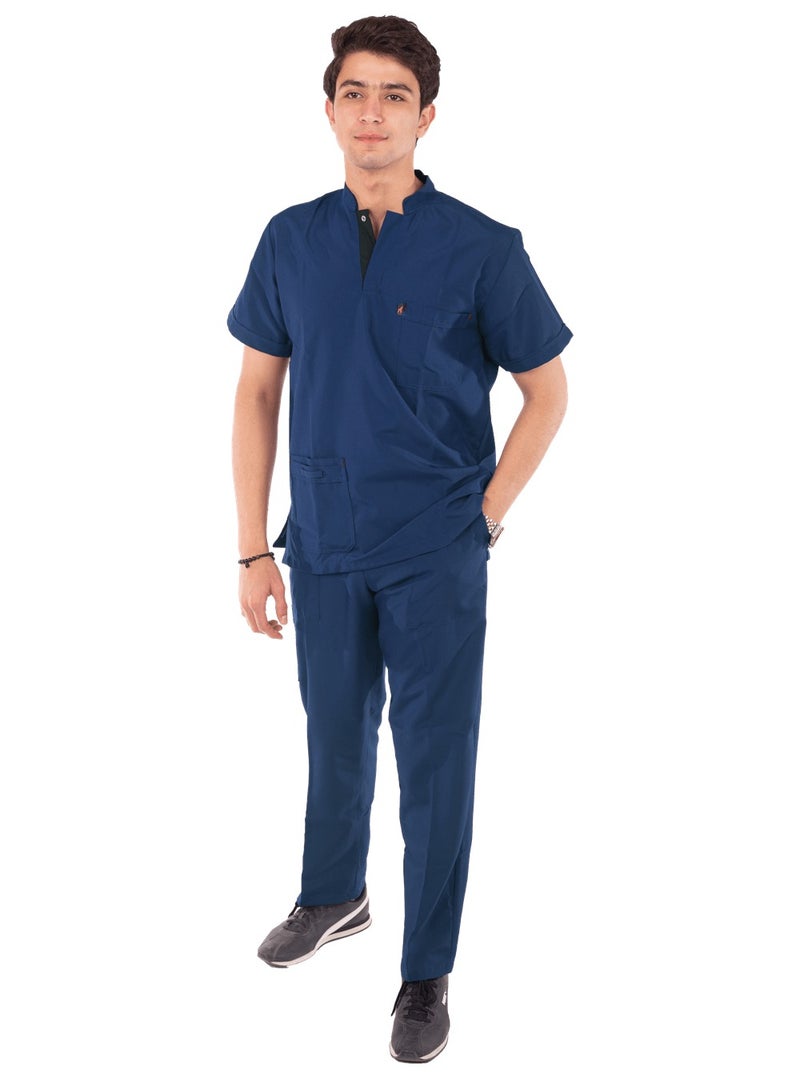APEX Royal Scrub 1/2 Sleeve Male dark steel Blue LIN  Press button 