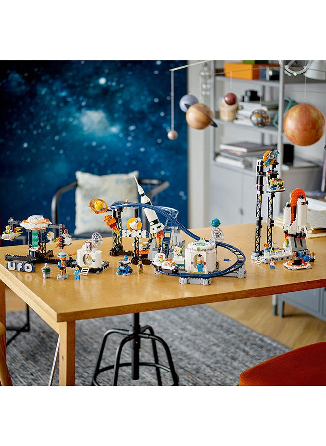 LEGO 31142 Creator 3In1 Space Roller Coaster To Drop Tower Or Merry-Go-Round Set, Fairgound Ride Models, Building Toy With Space Rocket, Planets And Light Up Bricks (874 Pieces)  - Image 2