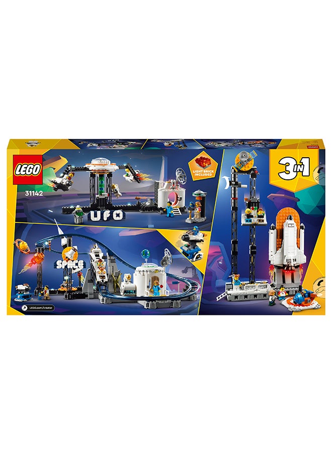 LEGO - 31142 Creator 3In1 Space Roller Coaster To Drop Tower Or Merry-Go-Round Set, Fairgound Ride Models, Building Toy With Space Rocket, Planets And Light Up Bricks (874 Pieces) - Image 1