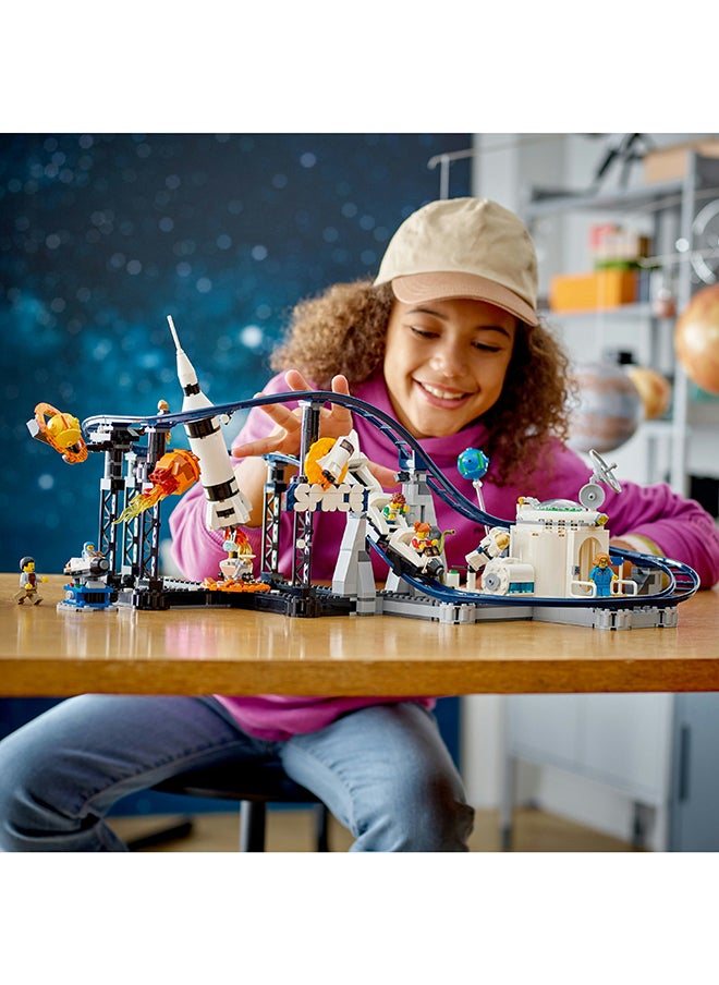LEGO 31142 Creator 3In1 Space Roller Coaster To Drop Tower Or Merry-Go-Round Set, Fairgound Ride Models, Building Toy With Space Rocket, Planets And Light Up Bricks (874 Pieces)  - Image 3