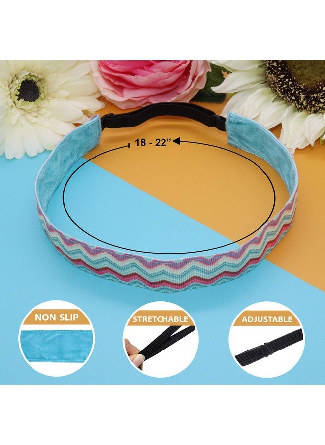FROG SAC - 6 Boho Non Slip Headbands For Girls, Adjustable No Slip 70S Headband For Women, Hippie Bohemian Head Band Hair Accessories For Kids, Vsco Hair Bands Party Favors For Teens - Image 1