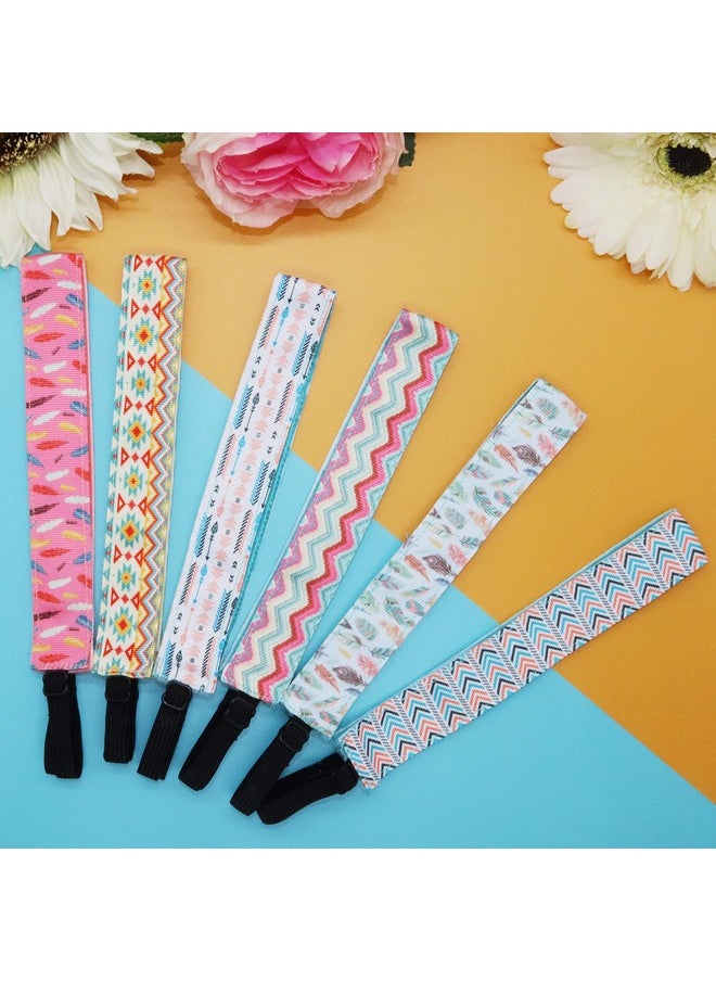 FROG SAC - 6 Boho Non Slip Headbands For Girls, Adjustable No Slip 70S Headband For Women, Hippie Bohemian Head Band Hair Accessories For Kids, Vsco Hair Bands Party Favors For Teens - Image 1
