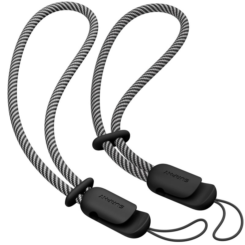 SURPHY 2 Pack Phone Lanyard for Cellphone Case, Phone Wrist Strap for Case, Cellphone Strap with 2-Color Braided, Charm Wrist Lanyard for Women, Cellphone Wrist Lanyard for Women, Black & Black - Image 1