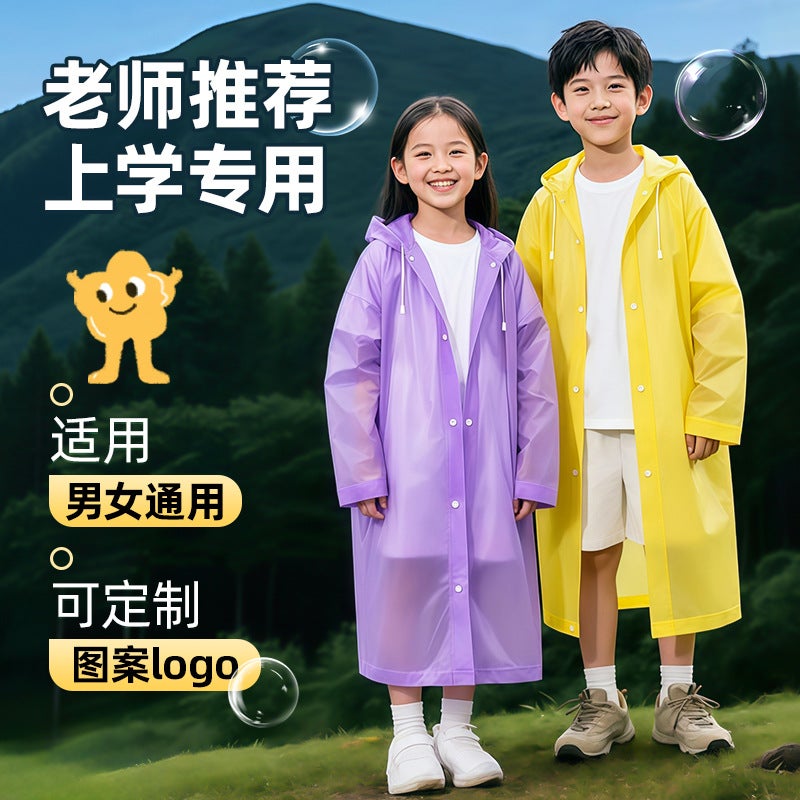 Eva Kidsren'S Raincoat, Rainstorm-Proof, Full-Body, All-In-One, Portable Outdoor One-Piece Poncho For Students, Customizable With Printing, Hooded - Image 2