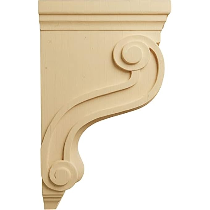 COR03X08X13TSAL BOSTON TRADITIONAL SCROLL WOOD CORBEL, 3 7/8"W X 8"D X 13"H, ALDER - Image 3
