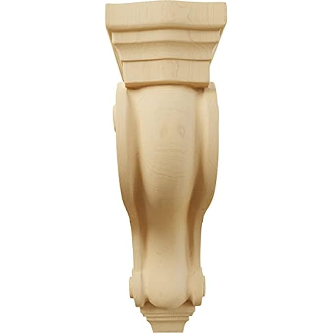 COR03X08X13TSAL BOSTON TRADITIONAL SCROLL WOOD CORBEL, 3 7/8"W X 8"D X 13"H, ALDER - Image 2