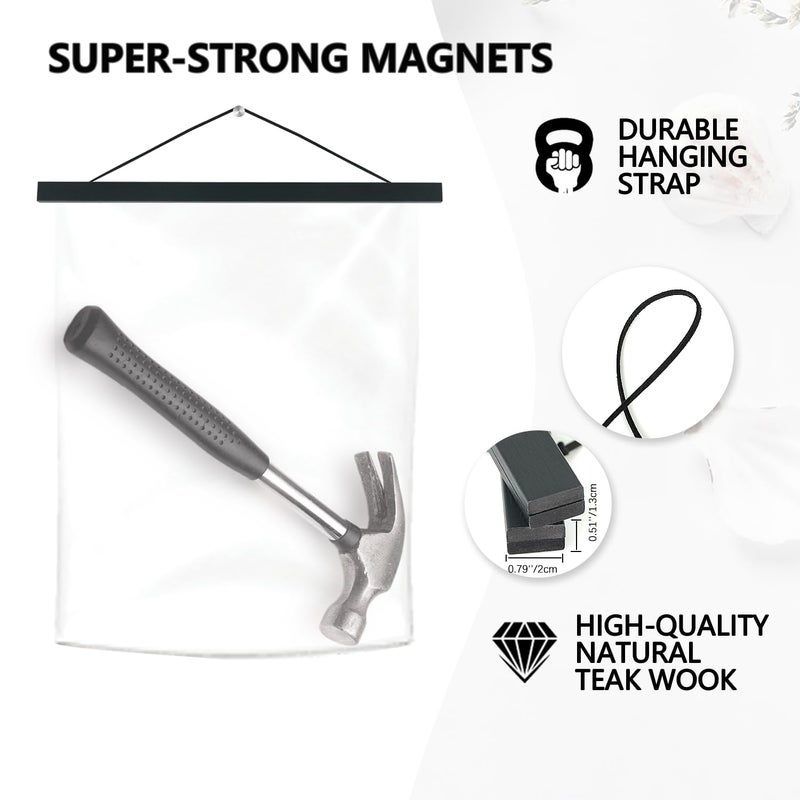 آرت ماج Artmag 4 Pack Magnetic Poster Hanger Frame 13x19 13x22 13x24 Flay Wood Wood Wood Magnet Poster Frame for Maps Canvas Forts Frames Poster Hangers (Black 13 "") - Image 5