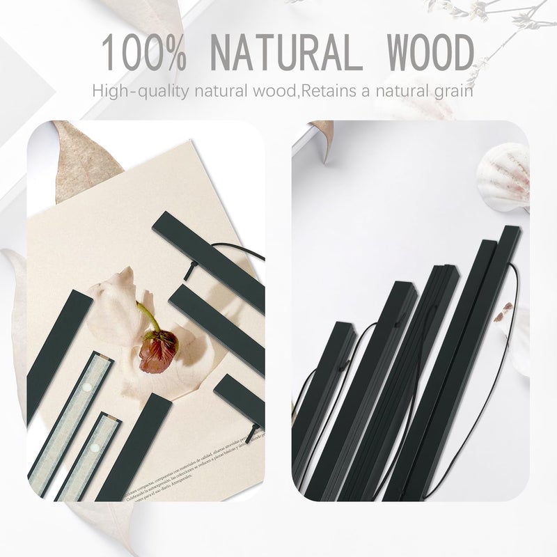 آرت ماج Artmag 4 Pack Magnetic Poster Hanger Frame 13x19 13x22 13x24 Flay Wood Wood Wood Magnet Poster Frame for Maps Canvas Forts Frames Poster Hangers (Black 13 "") - Image 3