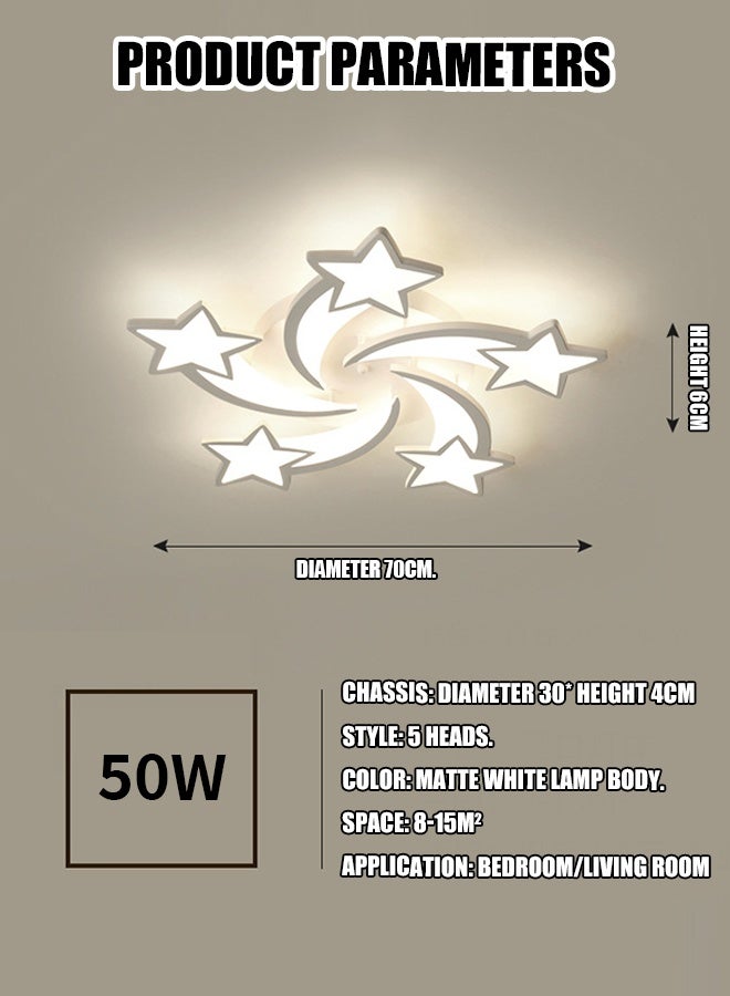 Acrylic LED Nordic modern minimalist stylish and grand creative and unique warm star-shaped ceiling lamp for living room, dining room, bedroom, children's room - Image 2