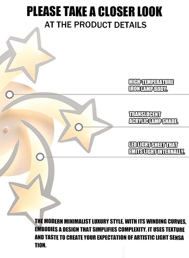 Acrylic LED Nordic modern minimalist stylish and grand creative and unique warm star-shaped ceiling lamp for living room, dining room, bedroom, children's room - Image 3