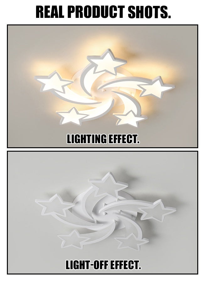 Acrylic LED Nordic modern minimalist stylish and grand creative and unique warm star-shaped ceiling lamp for living room, dining room, bedroom, children's room - Image 4