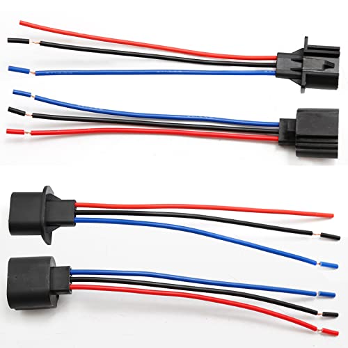 DUZFOREI 4Pack H13 9008 Headlight Socket Converter Kit, Headlights Wiring Harness Socket 2XMale & 2XFemale Adapter Connector, Plug and Play Replacement for H13LL Lamps Bulbs - Image 3