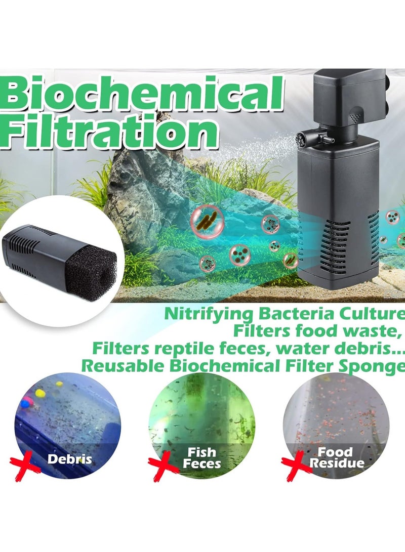Fish tank filters, aquarium internal filters for 15-40 gallon tanks, crystal clear aquarium filters, submersible pumps and filtration systems Turtle tank accessories for fish tank water cleaning - Image 3