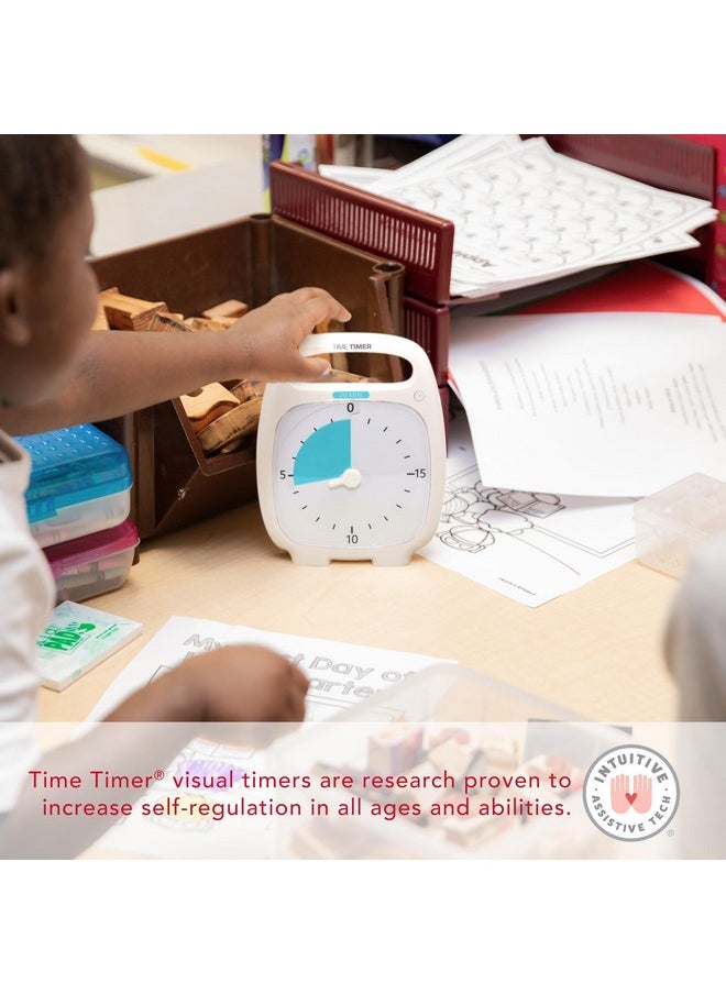 Time Timer Time Timer PLUS 20 Minute Desk Visual Timer - Countdown Timer with Portable Handle for Classroom, Office, Homeschooling, Study Tool with Silent Operation (White)  - Image 4