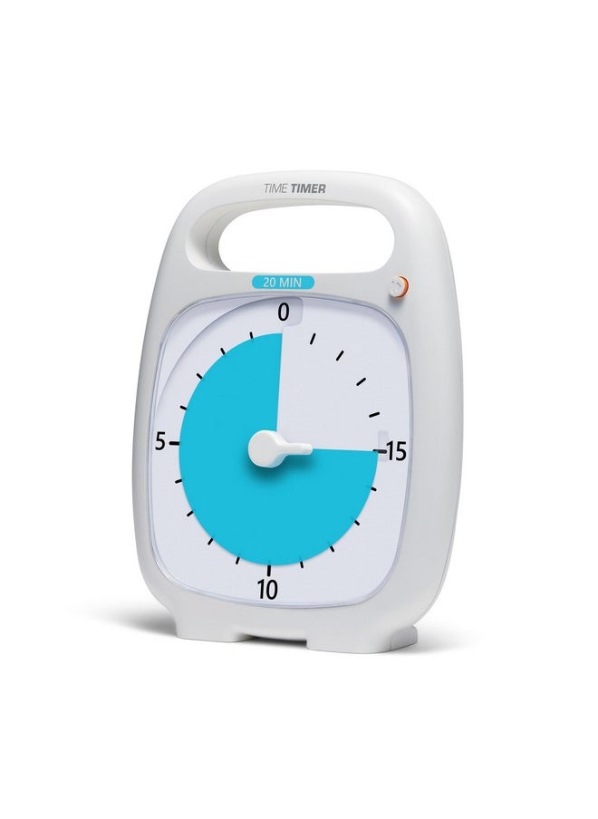 Time Timer Time Timer PLUS 20 Minute Desk Visual Timer - Countdown Timer with Portable Handle for Classroom, Office, Homeschooling, Study Tool with Silent Operation (White)  - Image 1