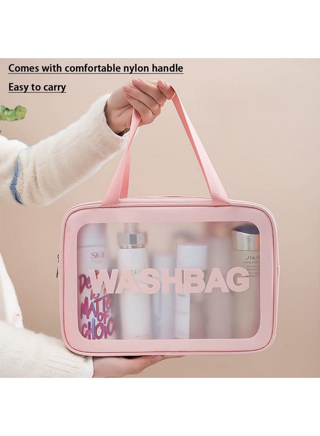 KITSSENTIAL Multi-Functional Makeup Pouch for Women | Waterproof PVC Cosmetic Bags for Girls | Toiletry Storage Wash Bag | Travel Organizer for Bath Accessories & Grooming Kit (Set of 1 Bag Large Pink) - Image 5