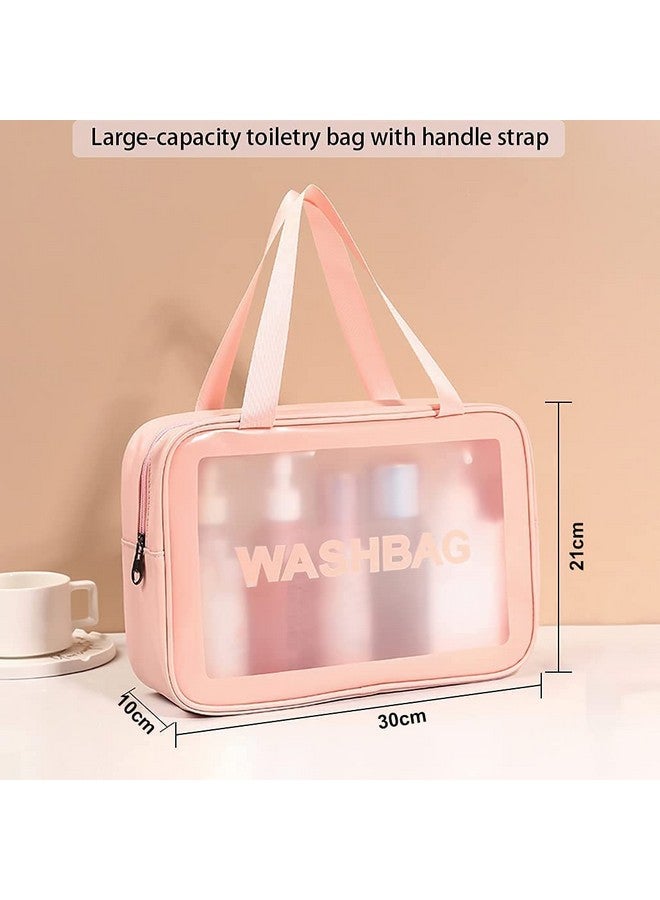 KITSSENTIAL Multi-Functional Makeup Pouch for Women | Waterproof PVC Cosmetic Bags for Girls | Toiletry Storage Wash Bag | Travel Organizer for Bath Accessories & Grooming Kit (Set of 1 Bag Large Pink) - Image 2
