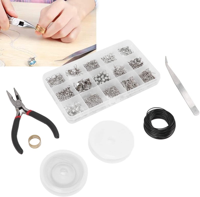 Jewelry Craft Set with Transparent Box, Jewelry Making Kit Includes Lobster Clasps, Jump Rings, Earring Hooks, and Pliers, DIY Jewelry Supplies for Beginners and Professionals, - Image 2