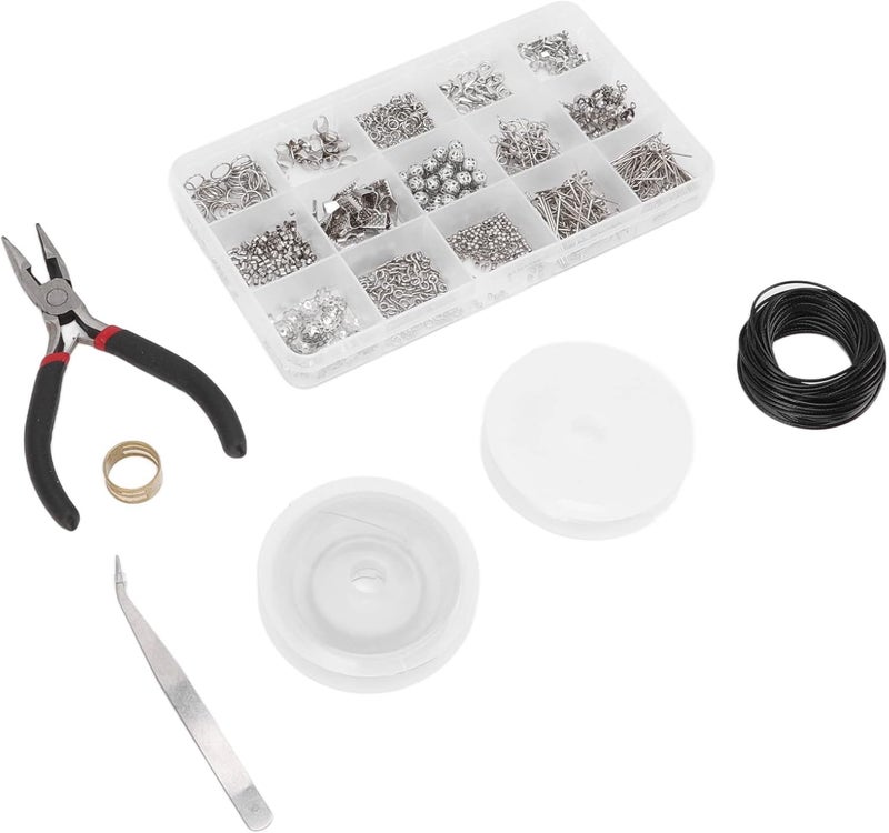 Jewelry Craft Set with Transparent Box, Jewelry Making Kit Includes Lobster Clasps, Jump Rings, Earring Hooks, and Pliers, DIY Jewelry Supplies for Beginners and Professionals, - Image 1
