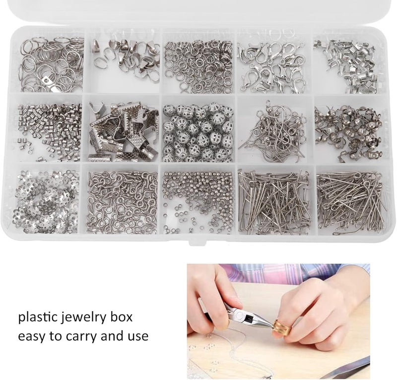Jewelry Craft Set with Transparent Box, Jewelry Making Kit Includes Lobster Clasps, Jump Rings, Earring Hooks, and Pliers, DIY Jewelry Supplies for Beginners and Professionals, - Image 3
