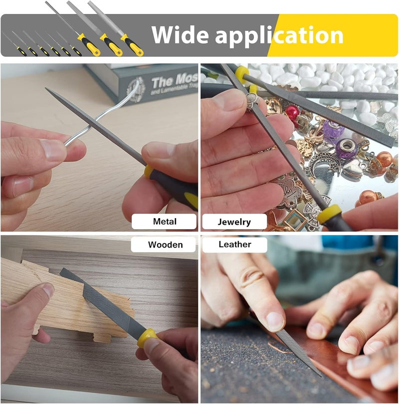 kapoua Steel File,Metal File,Half-Round/Round Files and 6 pcs Needle Files with Storage Bag and Steel Brush for Woodwork, Metal, Leather and Plastic - Image 5