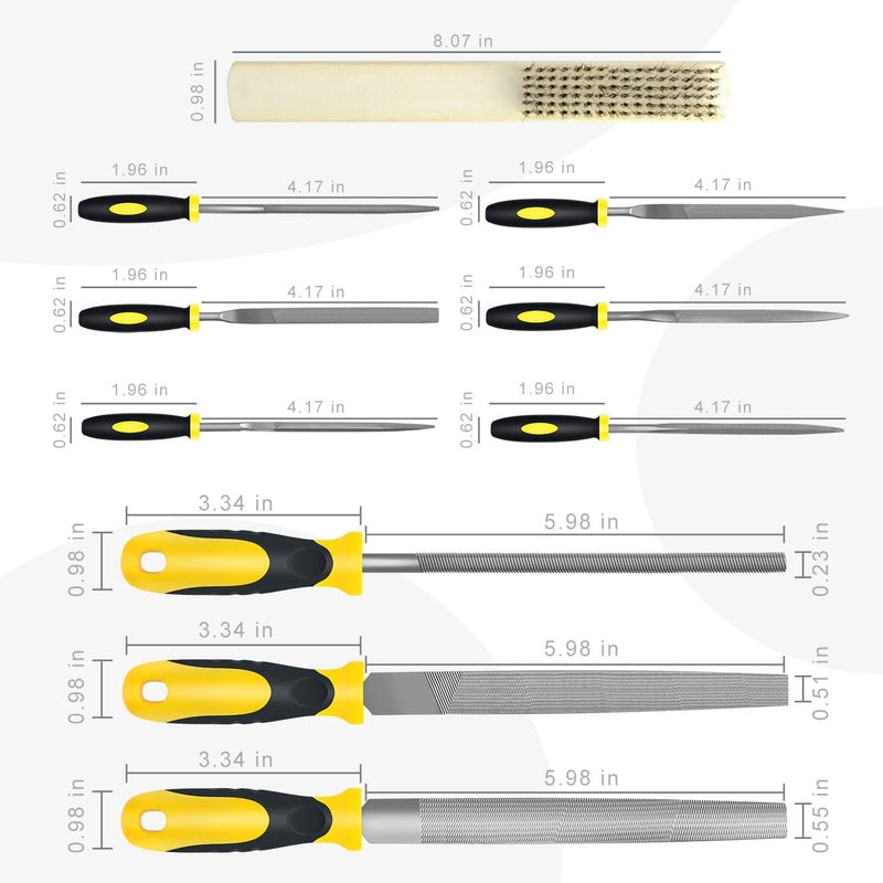 kapoua Steel File,Metal File,Half-Round/Round Files and 6 pcs Needle Files with Storage Bag and Steel Brush for Woodwork, Metal, Leather and Plastic - Image 3
