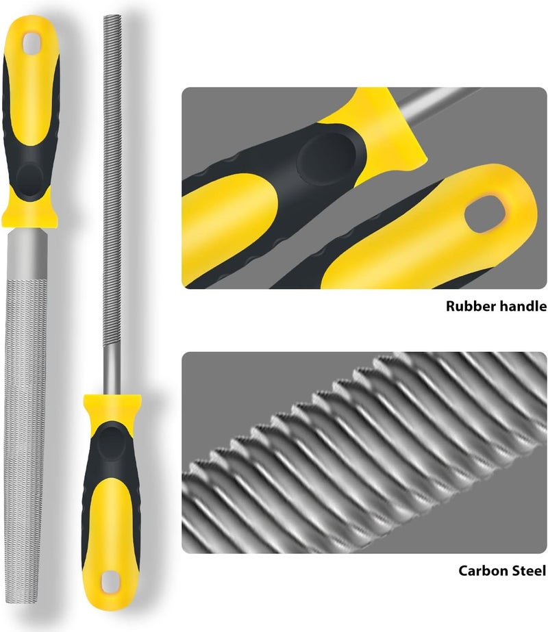 kapoua Steel File,Metal File,Half-Round/Round Files and 6 pcs Needle Files with Storage Bag and Steel Brush for Woodwork, Metal, Leather and Plastic - Image 4