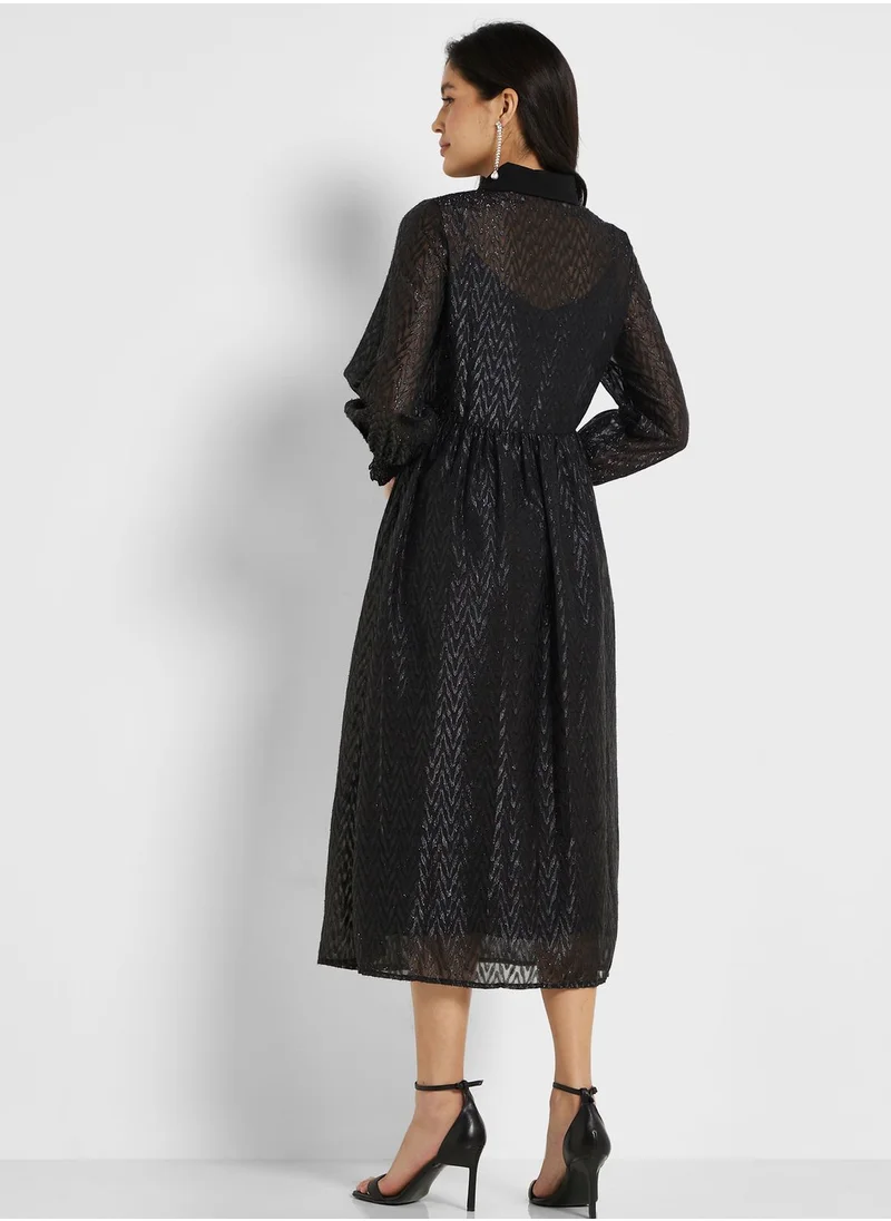 Little Mistress Puff Sleeve Knitted Dress