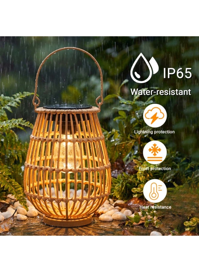 Zarmanuae Solar Lanterns Outdoor, Handwoven Waterproof Hanging Rattan Solar Lights Gifts for Women Christmas Birthday Lamp Lights, Decoration for Outside Yard Garden Porch Patio Trees Lawn Pathway, 2 Pack - Image 5