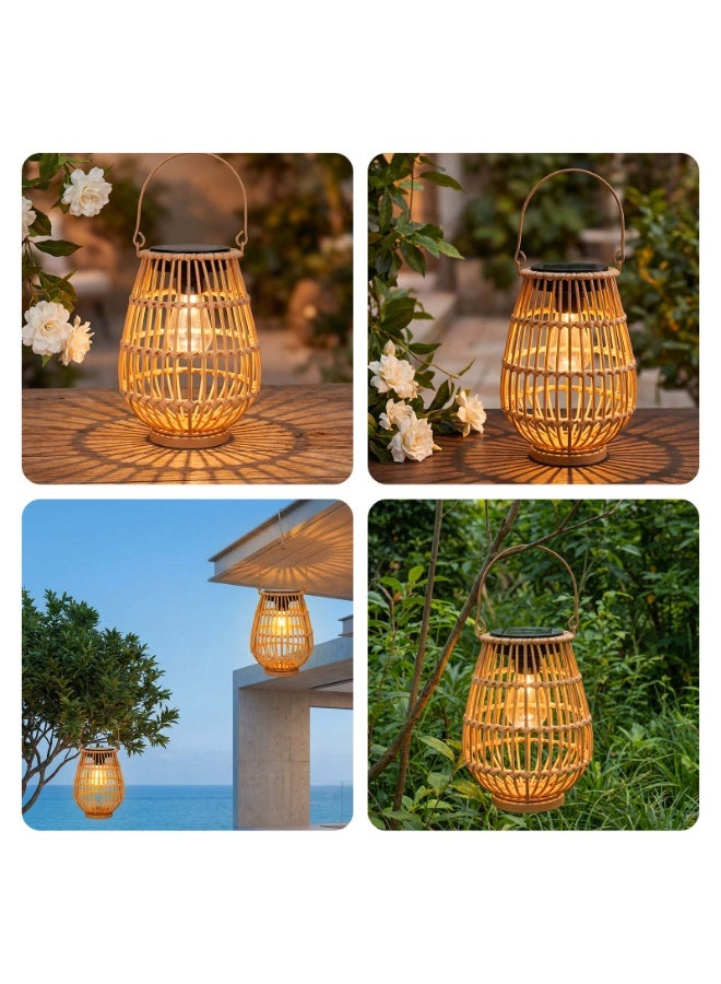 Zarmanuae Solar Lanterns Outdoor, Handwoven Waterproof Hanging Rattan Solar Lights Gifts for Women Christmas Birthday Lamp Lights, Decoration for Outside Yard Garden Porch Patio Trees Lawn Pathway, 2 Pack - Image 3