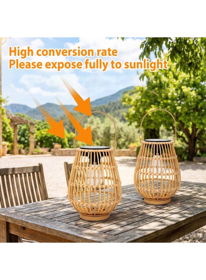Zarmanuae Solar Lanterns Outdoor, Handwoven Waterproof Hanging Rattan Solar Lights Gifts for Women Christmas Birthday Lamp Lights, Decoration for Outside Yard Garden Porch Patio Trees Lawn Pathway, 2 Pack - Image 4