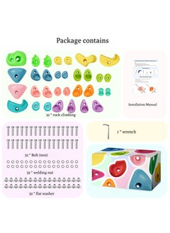 XiuWoo 32PCS Rock Climbing Holds Multi Size for Kids, Adult Rock Wall Holds Climbing Rock Wall Grips for Indoor and Outdoor Playground Play Set  - Image 4
