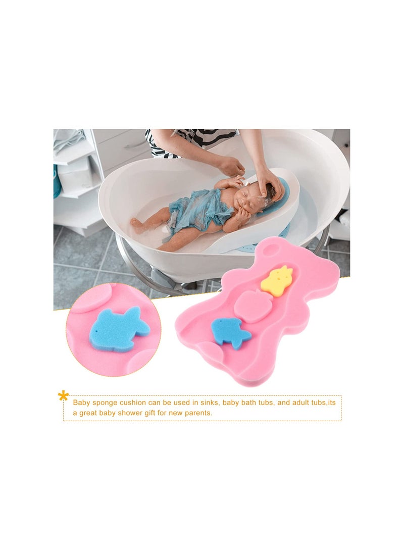 Meetion Soft Infant Bath Sponge Bear Shape Baby Bath Mat Support Skid- Proof Newborn Bath Cushion pink - Image 1