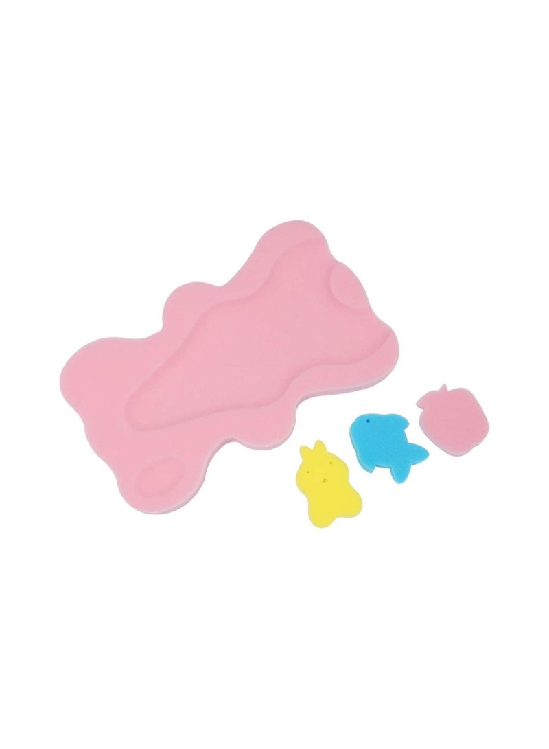 Meetion Soft Infant Bath Sponge Bear Shape Baby Bath Mat Support Skid- Proof Newborn Bath Cushion pink - Image 3