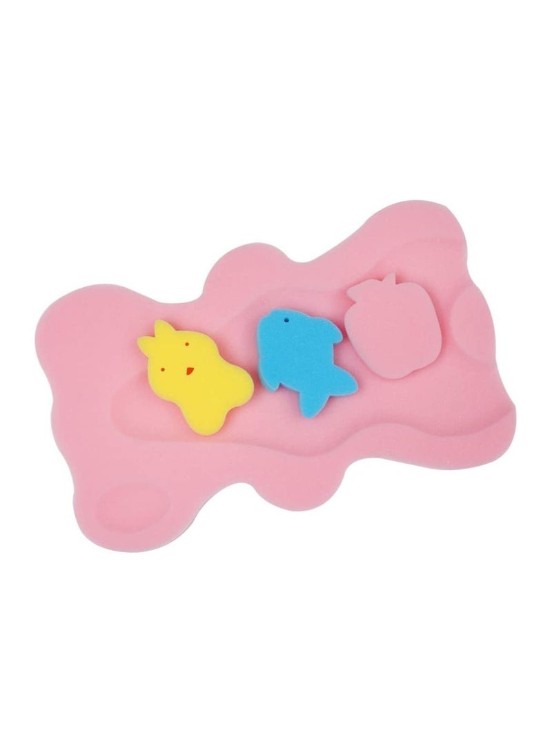 Meetion Soft Infant Bath Sponge Bear Shape Baby Bath Mat Support Skid- Proof Newborn Bath Cushion pink - Image 4