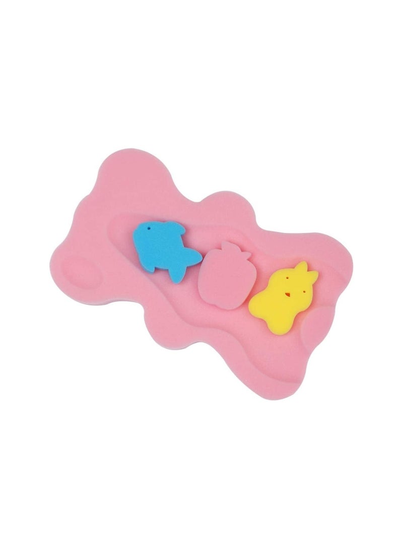 Meetion Soft Infant Bath Sponge Bear Shape Baby Bath Mat Support Skid- Proof Newborn Bath Cushion pink - Image 2