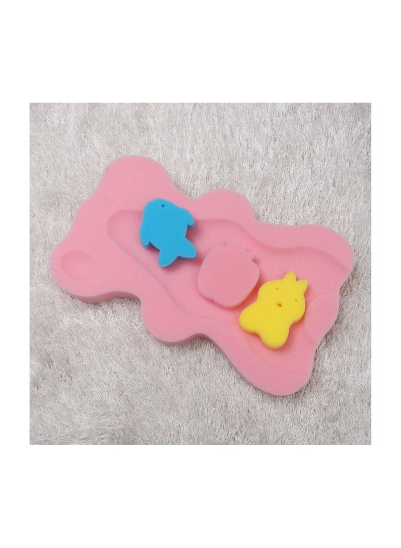 Meetion Soft Infant Bath Sponge Bear Shape Baby Bath Mat Support Skid- Proof Newborn Bath Cushion pink - Image 5