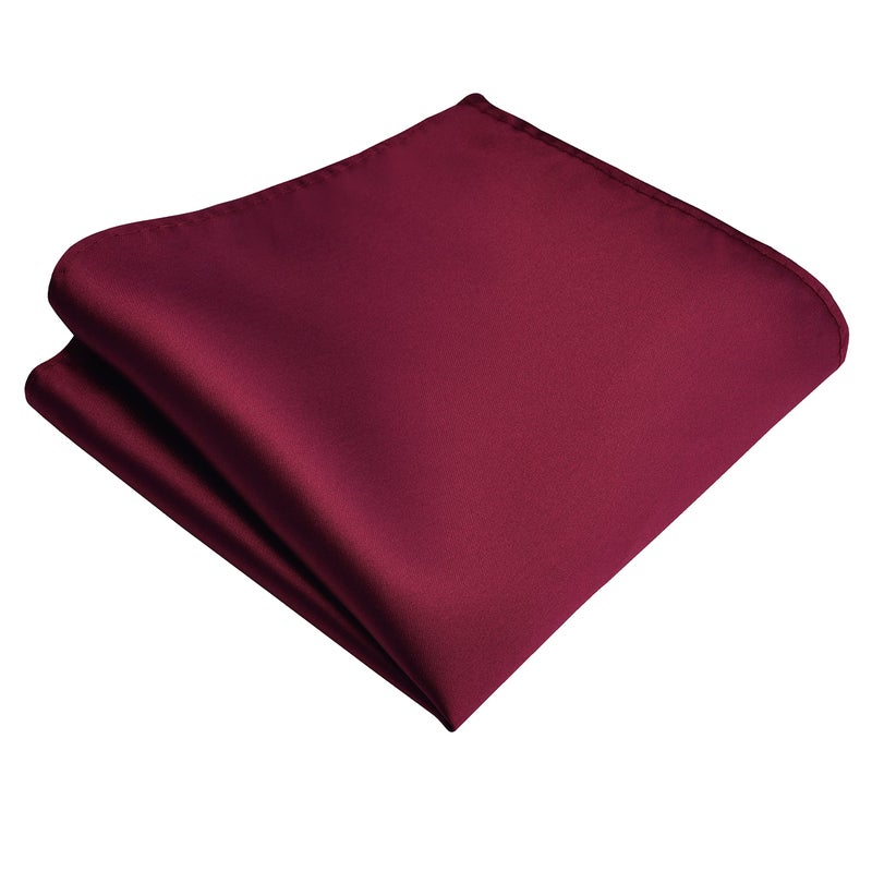 Branduce Burgundy Pocket Square for Men Plain Solid Boy Handkerchief for Wedding Partyï¼ˆPS01-01 - Image 1